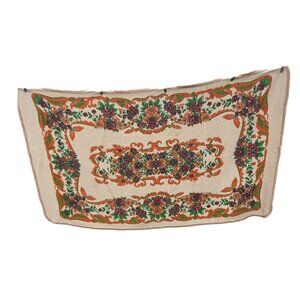 Tablecloth Burlap 46 x 33 Floral Vintage